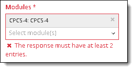 Modular exams must have at least 2 entries.